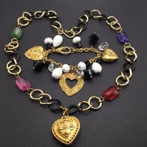 heart beaded necklace, charm bracelet